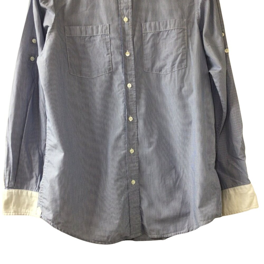 Gap Shirt Women’s S Small Blue White Boyfriend Fit Pinstriped Button Down Stripe - Picture 4 of 9